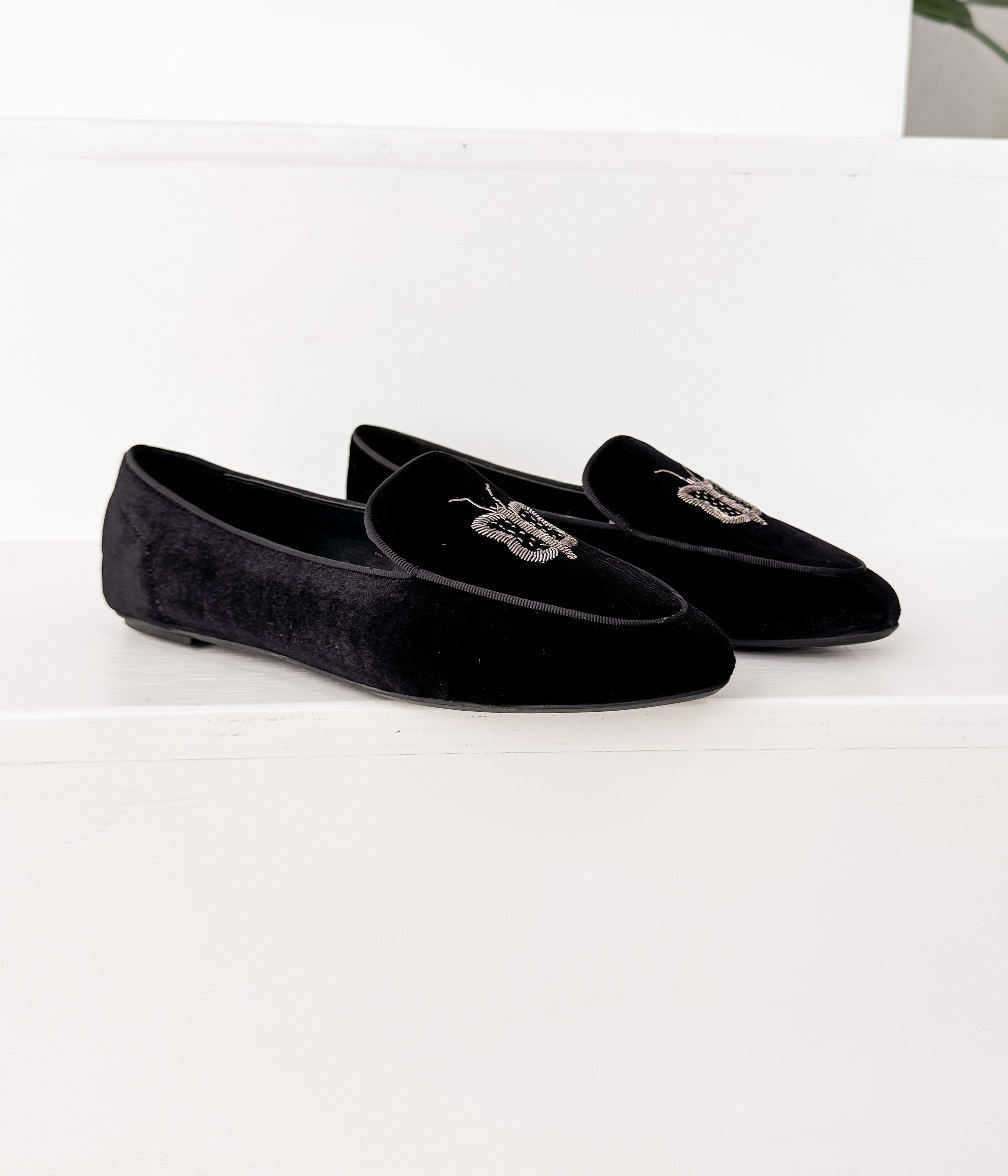 Butterfly Velvet Flats Grey Soft Comfort Lightweight Chic Naughty Monkey